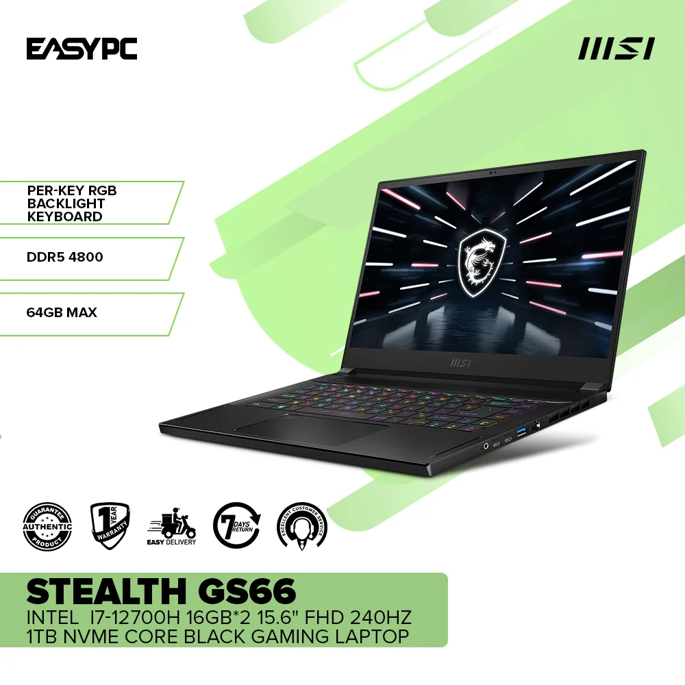 MSI STEALTH GS66 12UGS-011PH Intel i7-12700H 16gb*2 15.6" FHD 240Hz 1Tb NVMe SSD RTX 3070Ti 8gb Win11 Gaming Laptop 1ION - Image 2