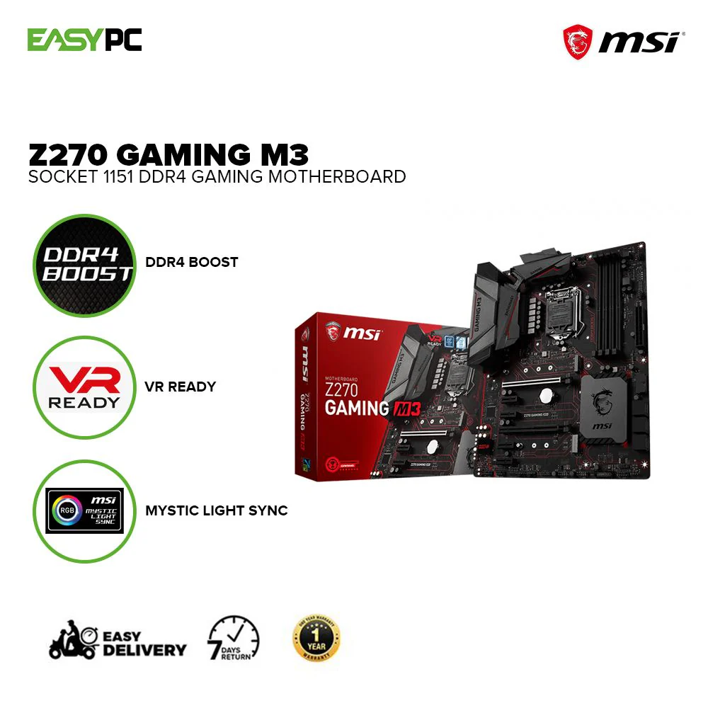 Msi Z270 Gaming M3 Socket 1151 Ddr4, Mystic Light sync, VR Ready and VR Boost, EZ Debug LED, Gaming Motherboard - Image 2