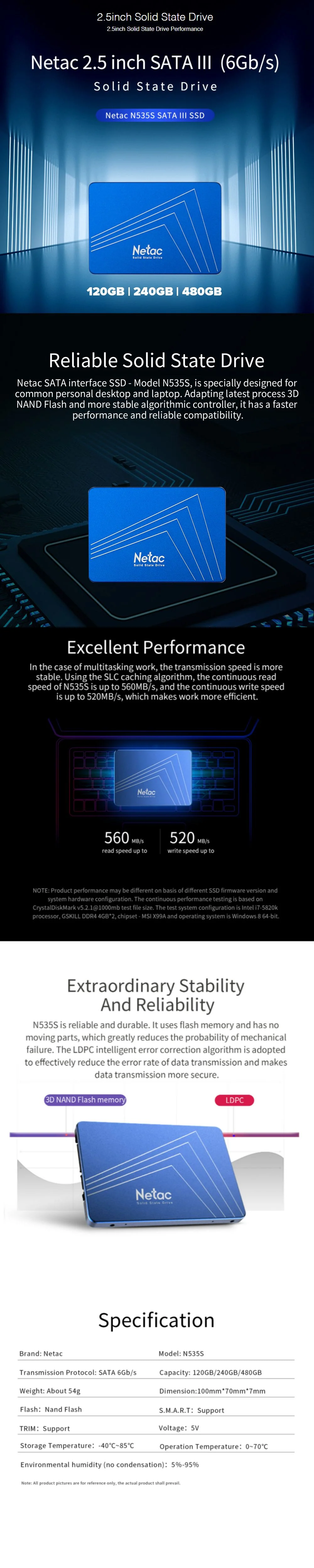 Netac N535S 120GB/240GB/480GB 2.5 Inch, 560mb read / 520mb write SATA III Solid State Drive - Image 17
