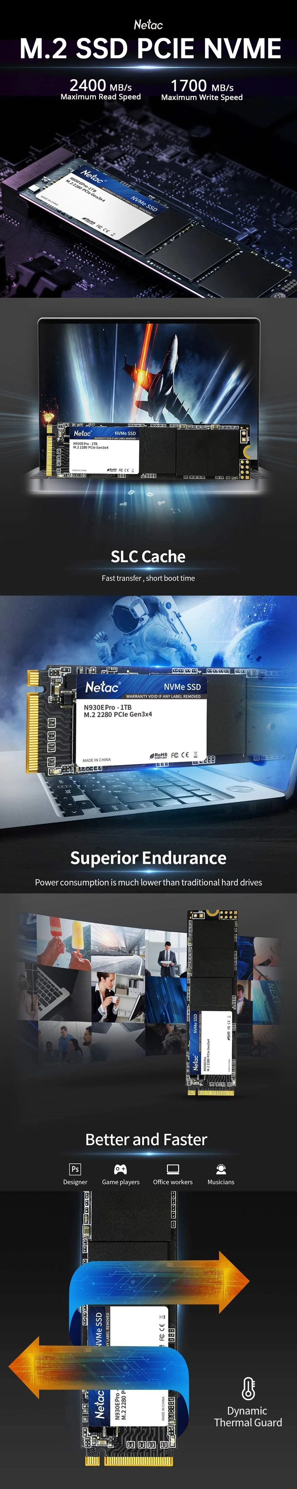 Netac N930E 512GB or 1TB M.2 Solid State Drive N930E SSD supports PCIe Gen3 and NVMe 1.3. - Image 9