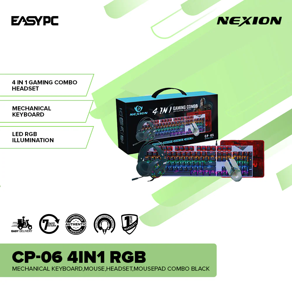 Nexion CP-06 4in1 RGB Mechanical Keyboard,Mouse,Headset,Mousepad Combo Black - Image 2
