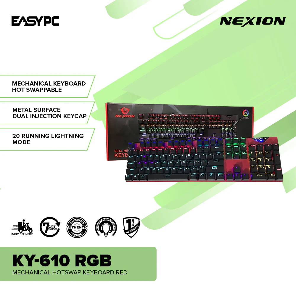 Nexion KY-610 RGB Mechanical Hotswap Keyboard Red - Image 2