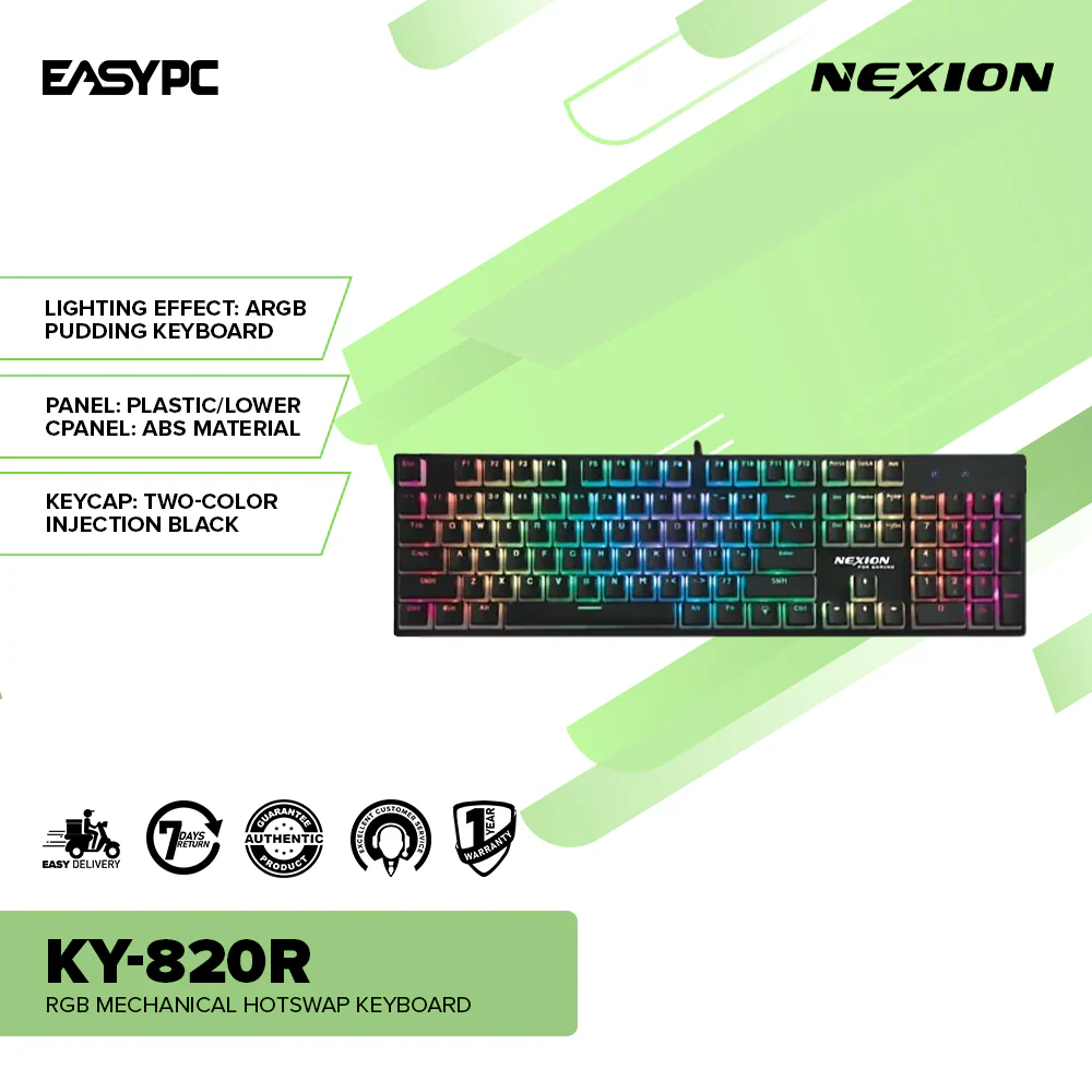 Nexion KY-820R RGB Mechanical Hotswap Keyboard - Image 2