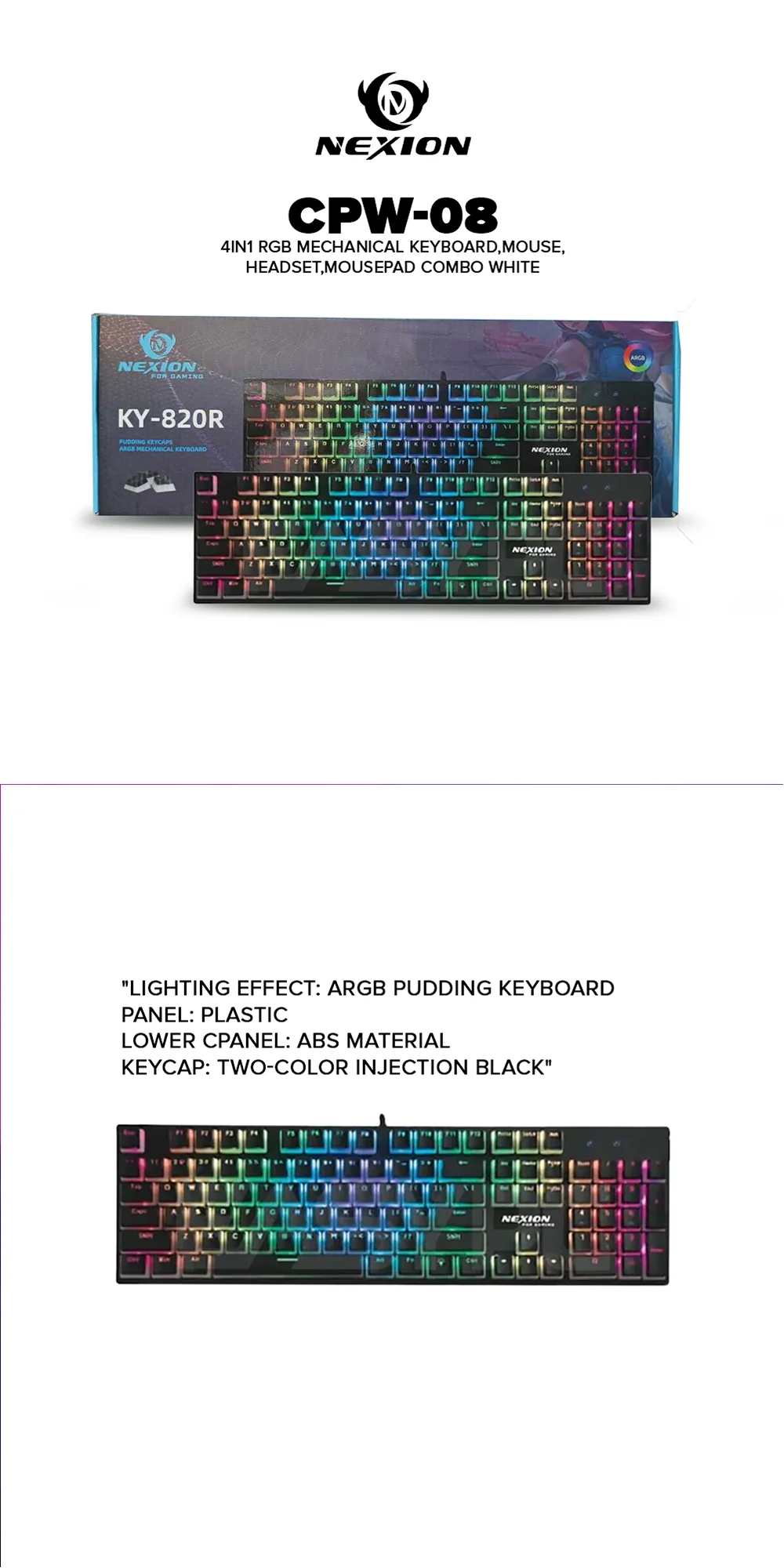 Nexion KY-820R RGB Mechanical Hotswap Keyboard - Image 3