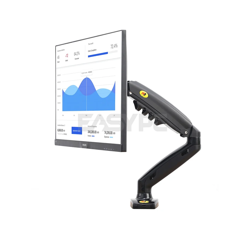 North Bayou NB-F80 17"-30" Desk Mount, flexi- monitor desktop mount is built-in durable Gas-strut.