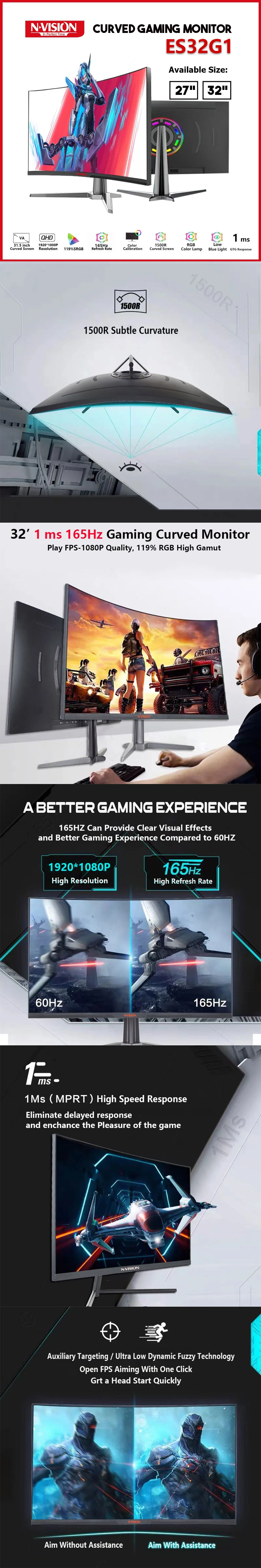 Nvision ES27G1 165Hz Curved Va Panel 27" Gaming Monitor - Image 5