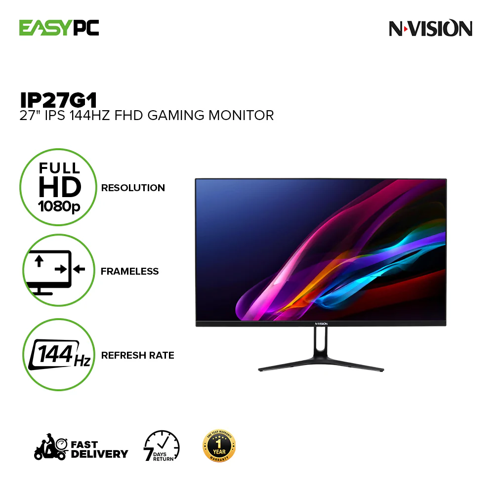 Nvision IP27G1 27" IPS 144Hz, 1080p Resolution, FHD, Frameless, Gaming Monitor - Image 2