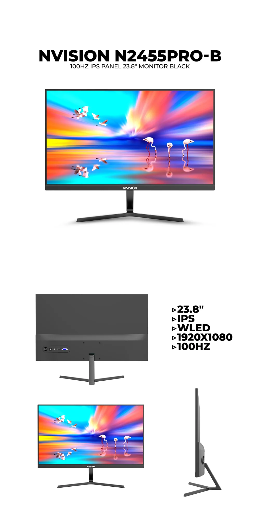 Nvision N2455PRO-B 100Hz IPS Panel 23.8" Monitor Black - Image 5