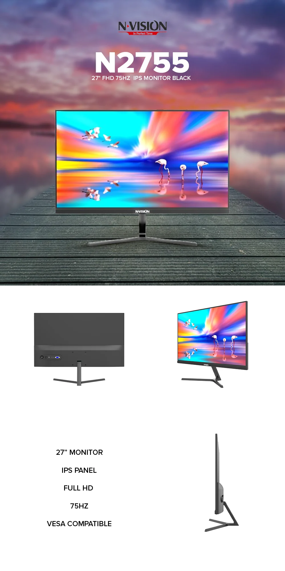 Nvision N2755 27" FHD 75Hz IPS Monitor Black - Image 5