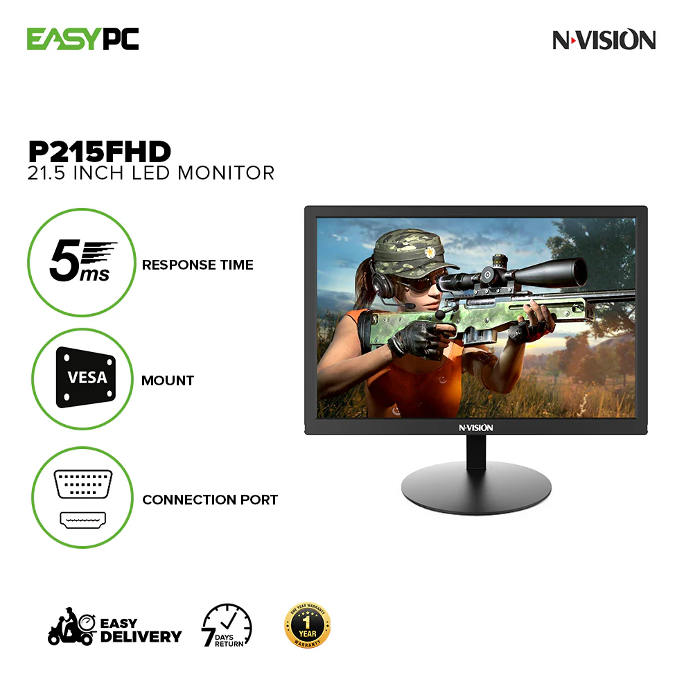Nvision P215FHD V2 21.5" Led Monitor, Brand new 21.5 " Gaming monitor, Good for WFH, Office and Gamers, Cheapest Monitor recommended for iCafe Led Monitor - Image 2