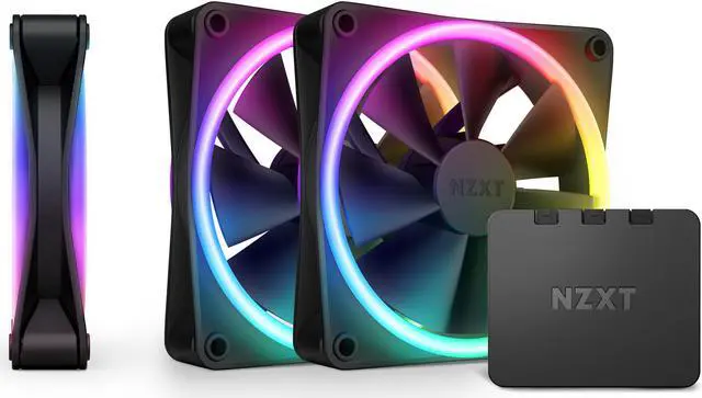 NZXT F120 RGB Duo Triple Pack (RF-D12TF-B1) with RGB Controller Chassis Fan Black