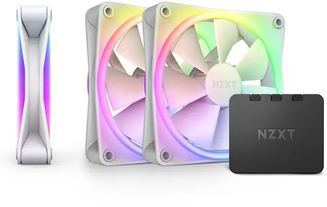 NZXT F120 RGB Duo Triple Pack (RF-D12TF-W1) with RGB Controller Chassis Fan White