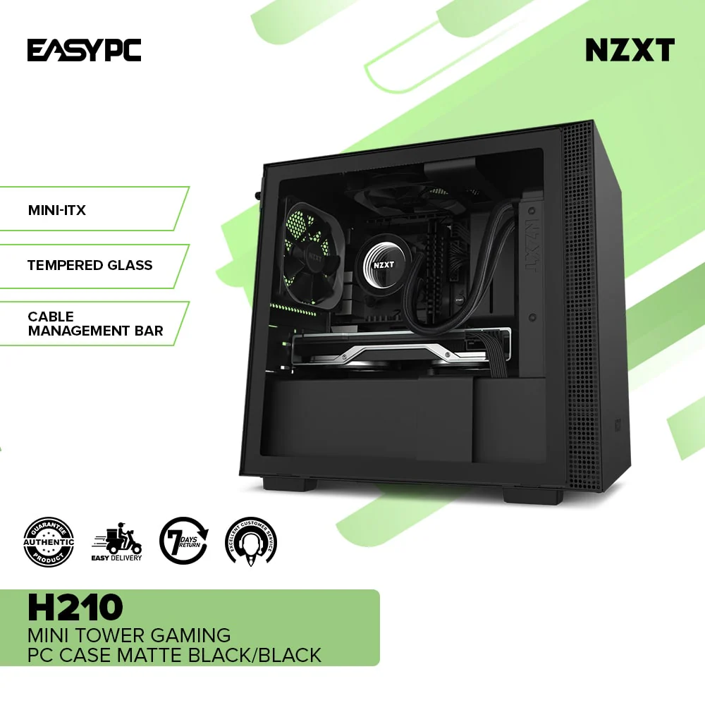 NZXT H210 Mini Tower Gaming PC Case Matte Black/Black or White/Black - Image 2