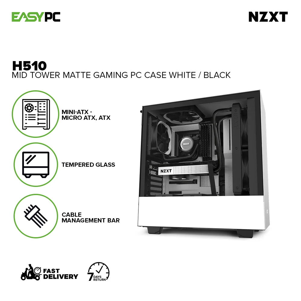 NZXT H510 Mid Tower PC Case Black, White/Black, Black/Red - Image 7