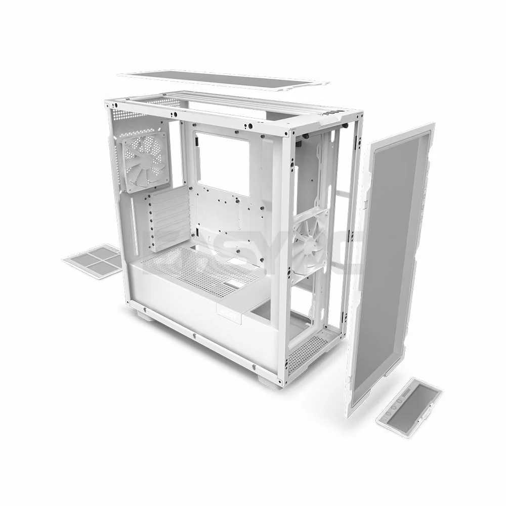 NZXT H7 Flow CM-H71FW-R1 ATX Tempered Glass Gaming PC Case RGB White
