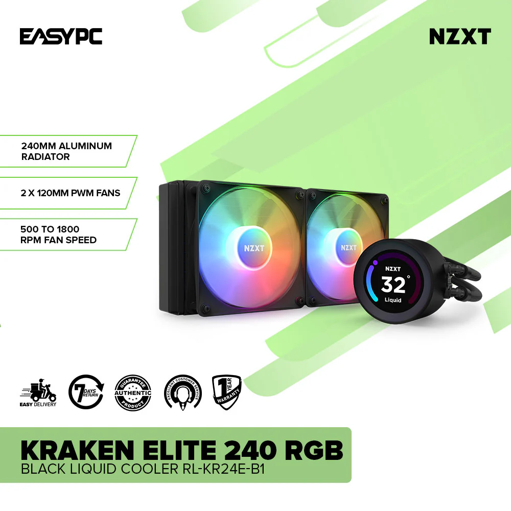 NZXT Kraken Elite 240 RGB Black Liquid Cooler RL-KR24E-B1 - Image 2
