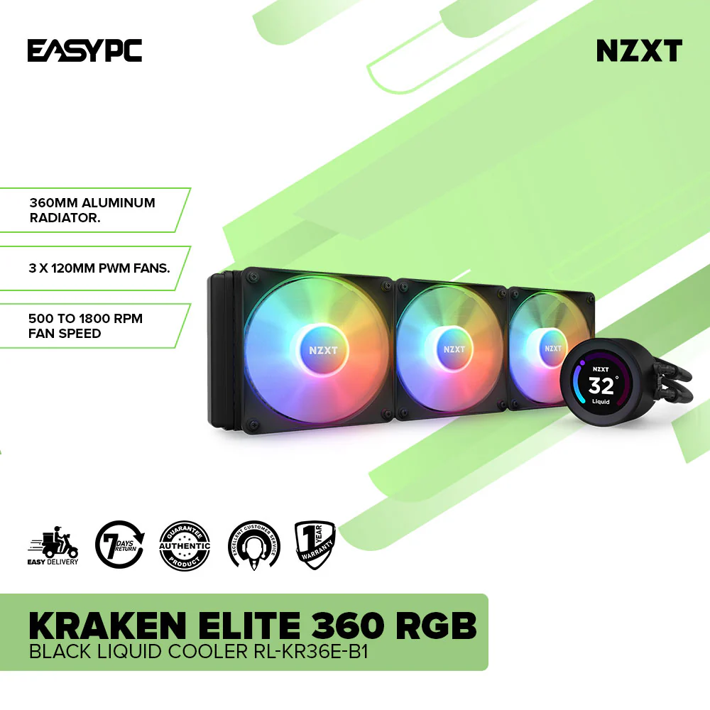NZXT Kraken Elite 360 RGB Black Liquid Cooler RL-KR36E-B1 - Image 2