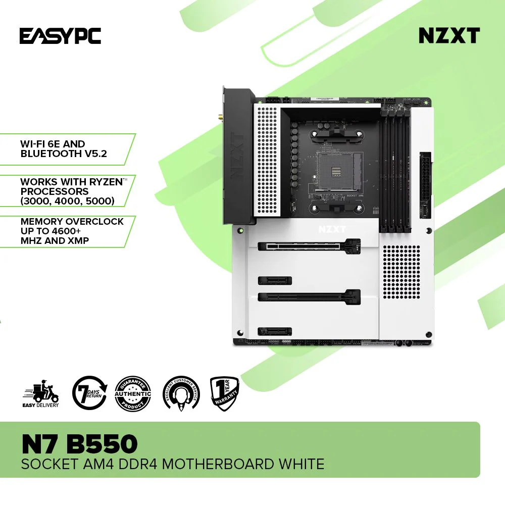 NZXT N7 B550 Socket Am4 Ddr4 Motherboard White - Image 2