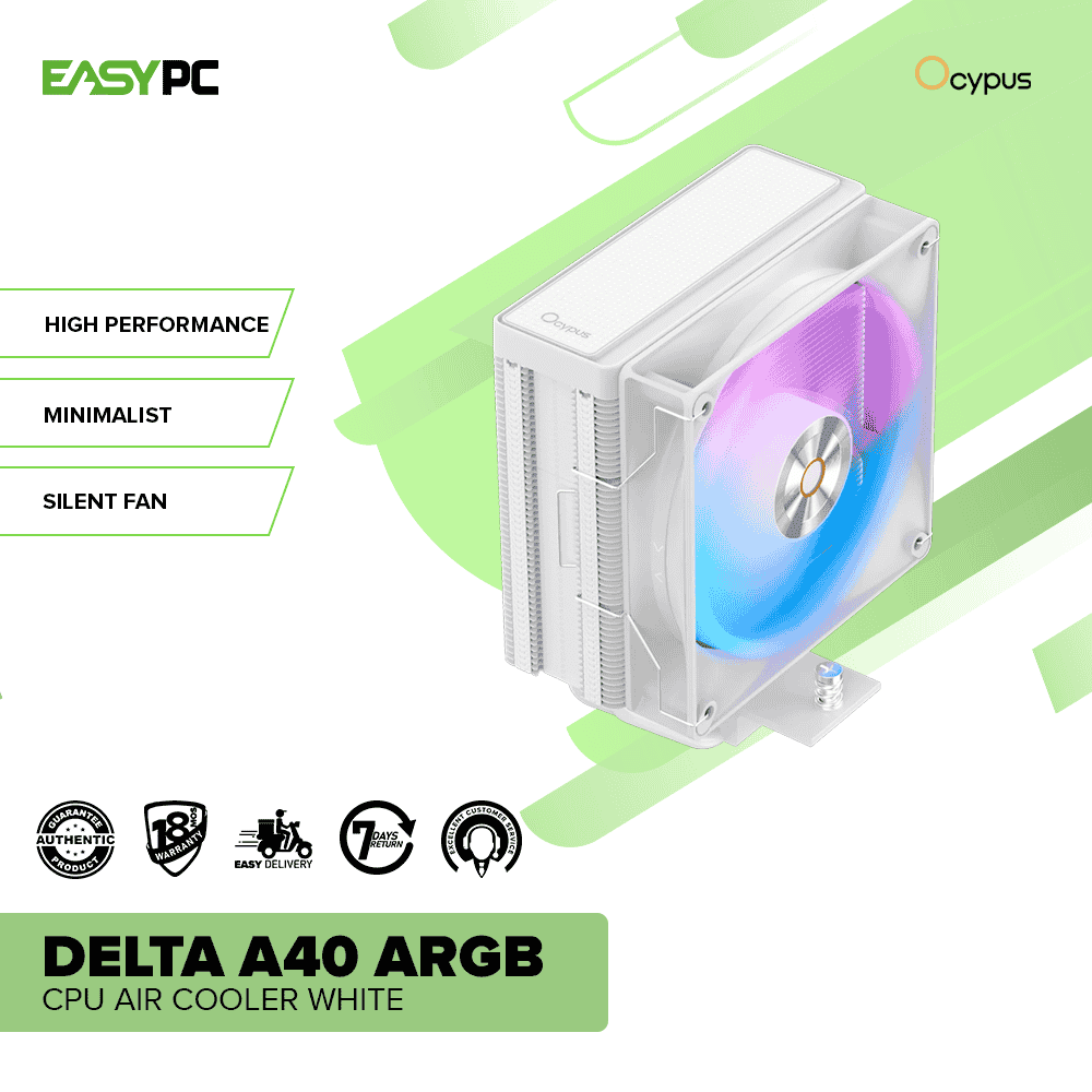 OCYPUS DELTA A40 ARGB CPU AIR COOLER WHITE - Image 2
