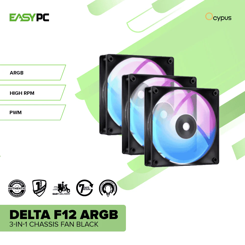 OCYPUS DELTA F12 ARGB 3-IN-1 CHASSIS FAN BLACK - Image 2