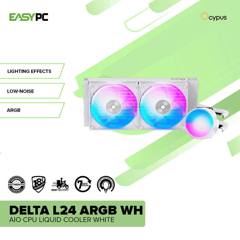 OCYPUS DELTA L24 ARGB WH AIO CPU LIQUID COOLER WHITE - Image 2