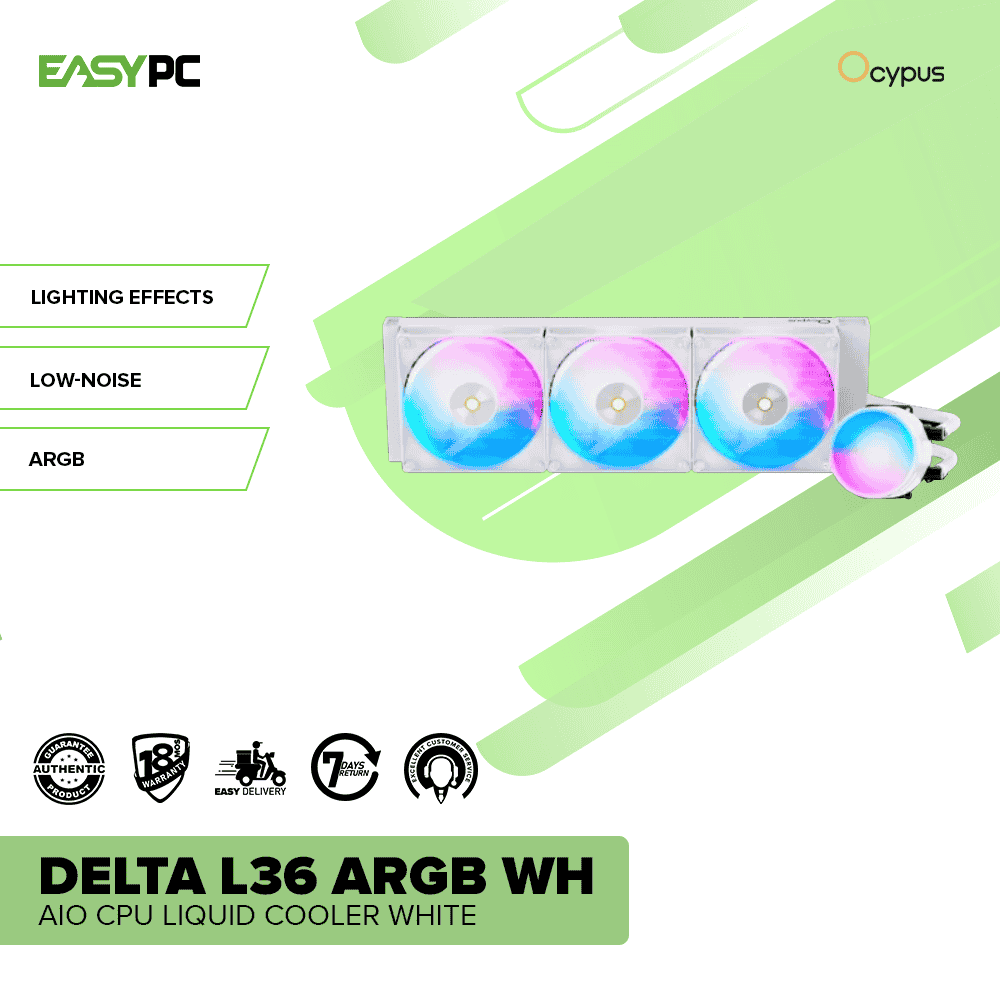 OCYPUS DELTA L36 ARGB WH AIO CPU LIQUID COOLER WHITE - Image 2