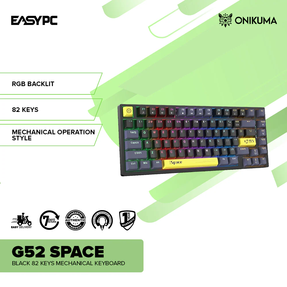 Onikuma G52 SPACE Black 82 Keys Mechanical Keyboard - Image 2