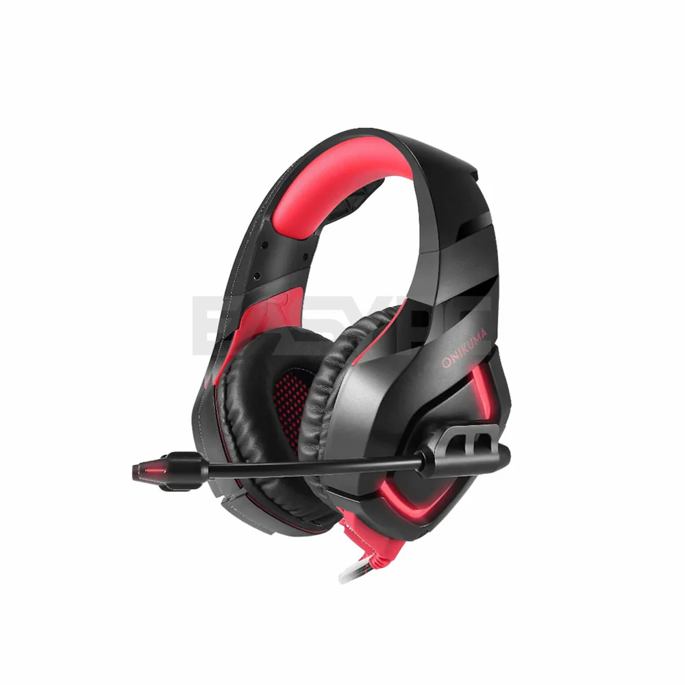 Onikuma K1-B Red LED Light Gaming Headset Black