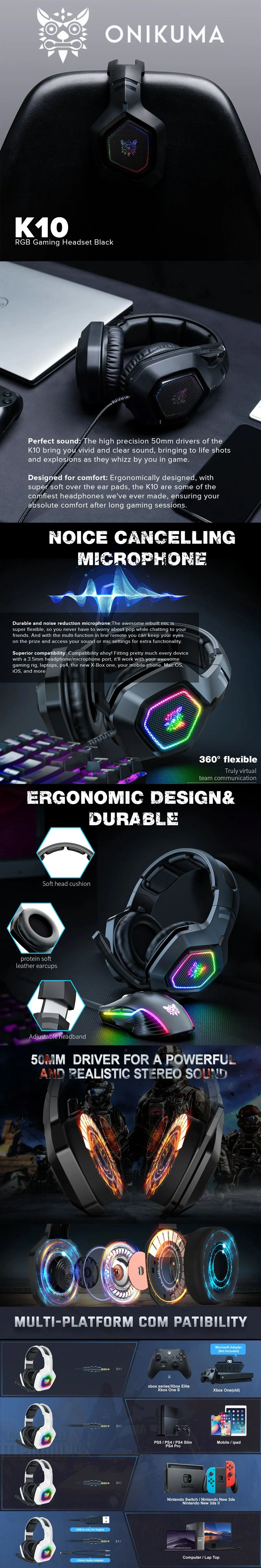 ONIKUMA K10 RGB Gaming Headset - Image 6