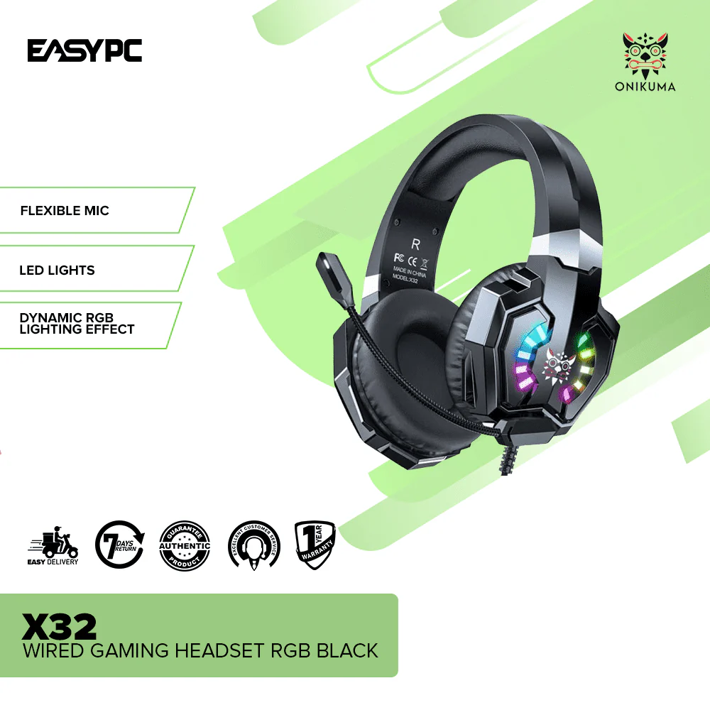 ONIKUMA X32 Wired Gaming Headset RGB Black - Image 2