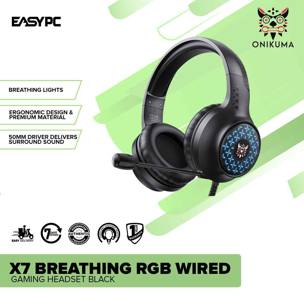 Onikuma X7 Breathing RGB Wired Gaming Headset Black - Image 2