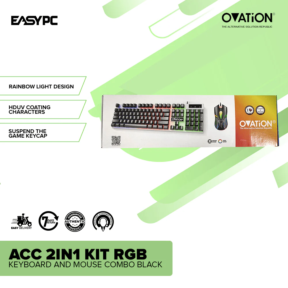Ovation ACC 2in1 Kit RGB Keyboard and Mouse Combo Black - Image 2