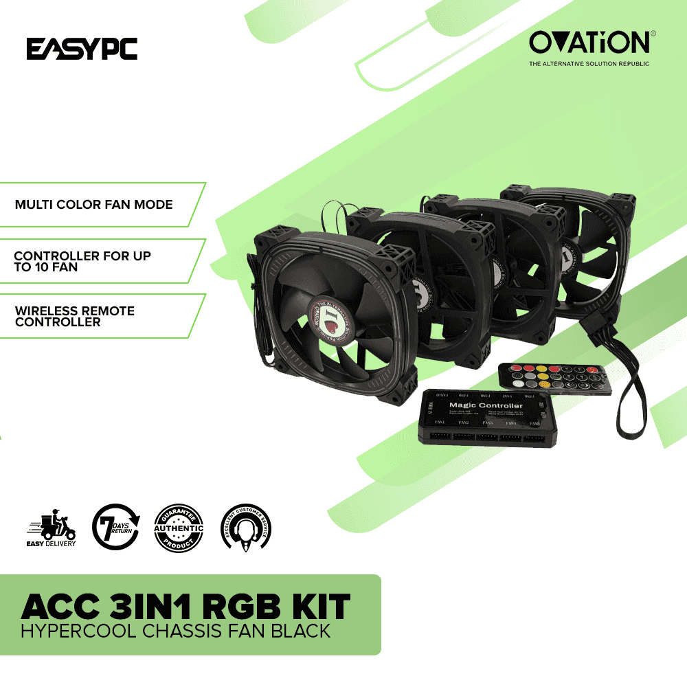 Ovation ACC 3in1 RGB Kit Hypercool Chassis Fan Black - Image 2
