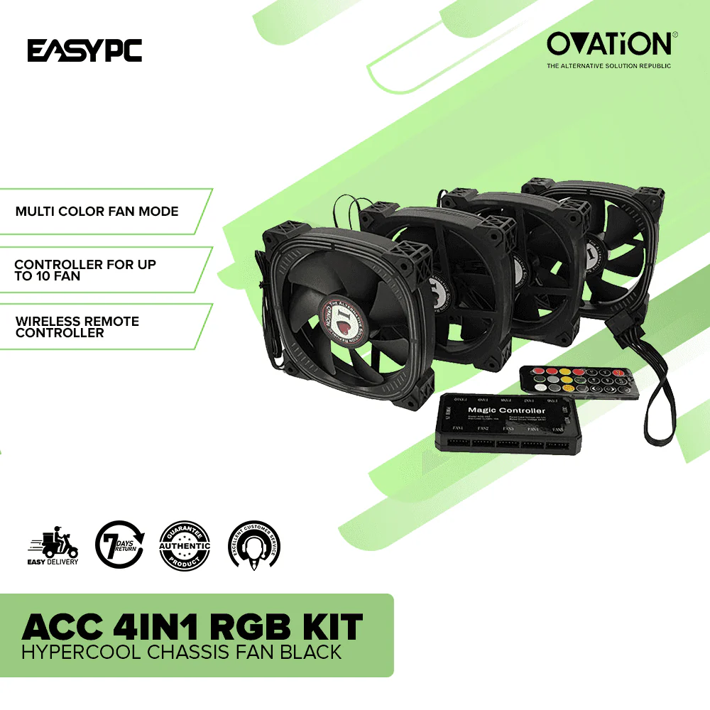 Ovation ACC 4in1 RGB Kit Hypercool Chassis Fan Black - Image 2