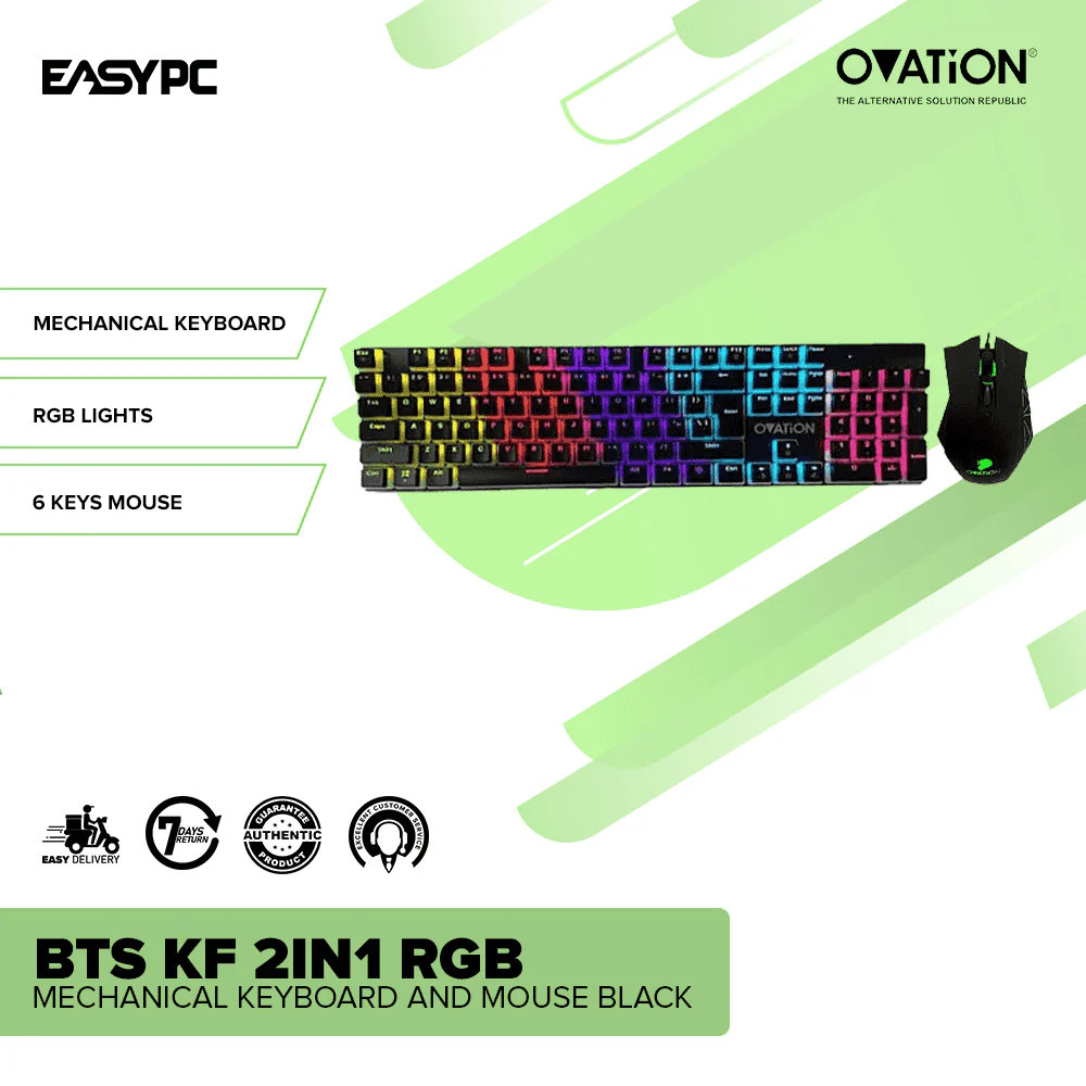 Ovation BTS KF 2in1 RGB Mechanical Keyboard and Mouse Black - Image 2
