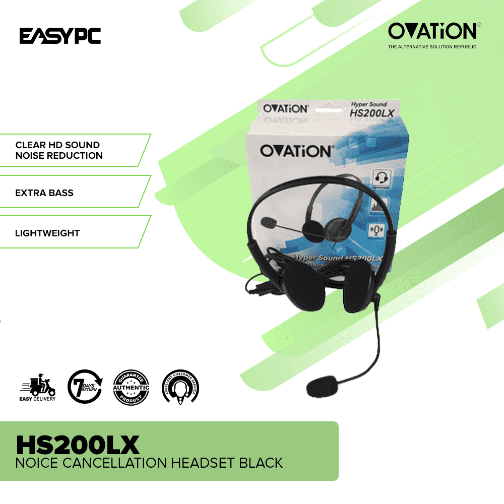 Ovation HS200LX Noise Cancellation Headset Black - Image 2
