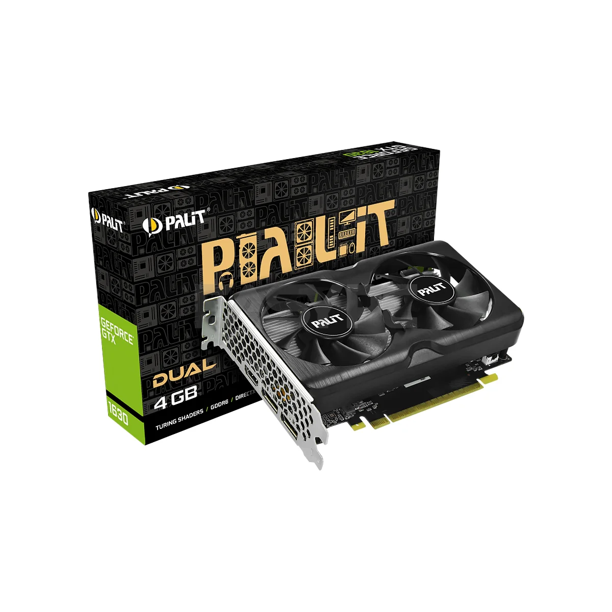 PALIT NVIDIA® GeForce GTX1630 DUAL 4GB GDDR6 64BIT NE6163001BG6-1175D 0-dB TECH Mini-ITX Form Factor Supported Gaming Videocard