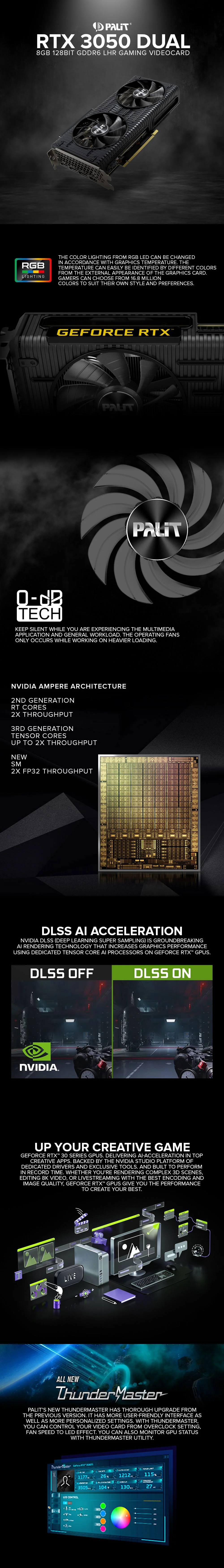 Palit NVIDIA® GeForce RTX™ 3050 Dual and StormX 8GB 128bit GDDR6 VR Ready LHR Gaming Videocard Dual - Image 10