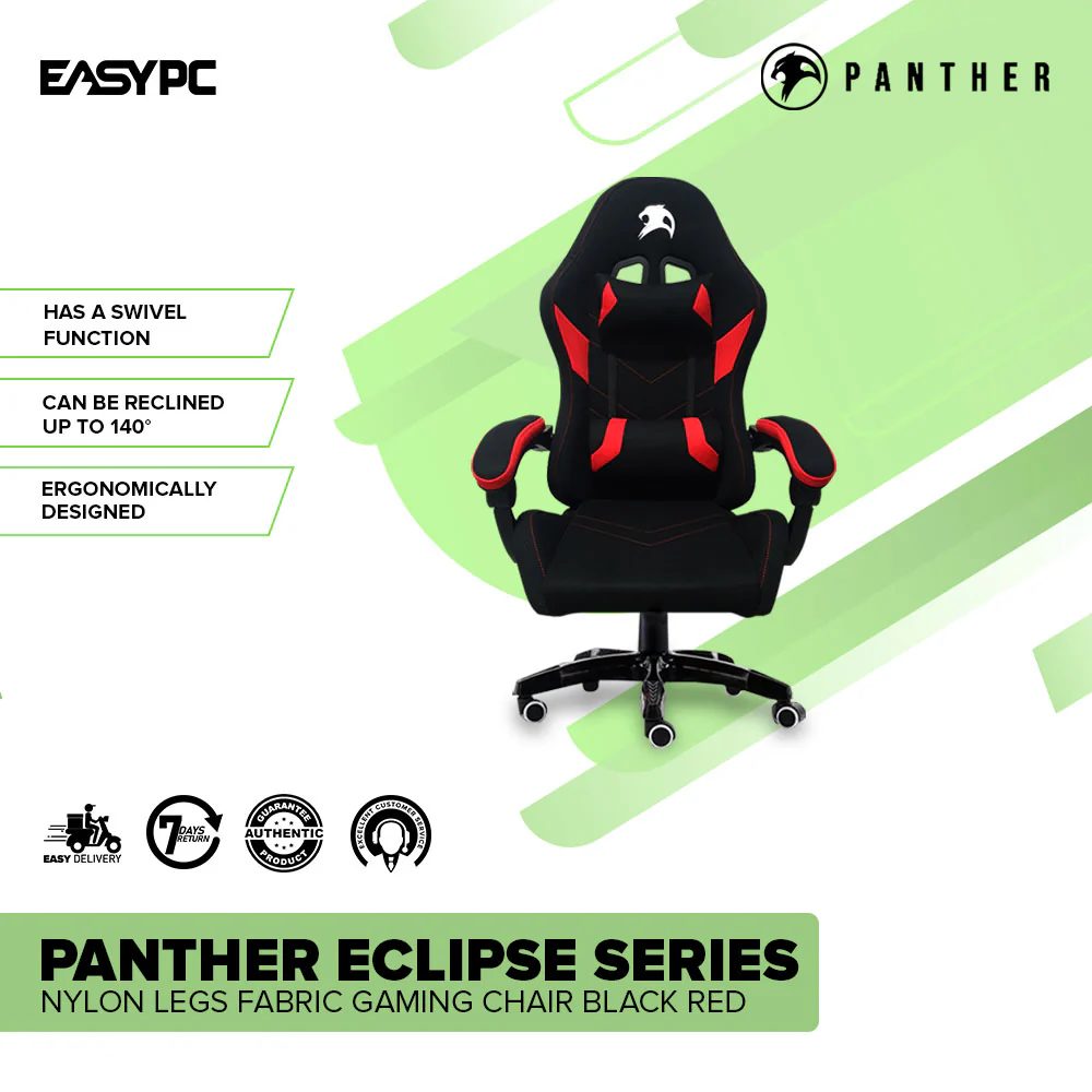 Panther Eclipse Series Nylon Legs Gaming Chair Black Red - Image 2