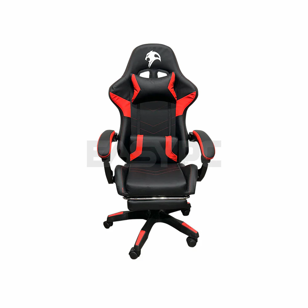Panther Eclipse Series Nylon Legs Leather with Footrest Gaming Chair Black Red
