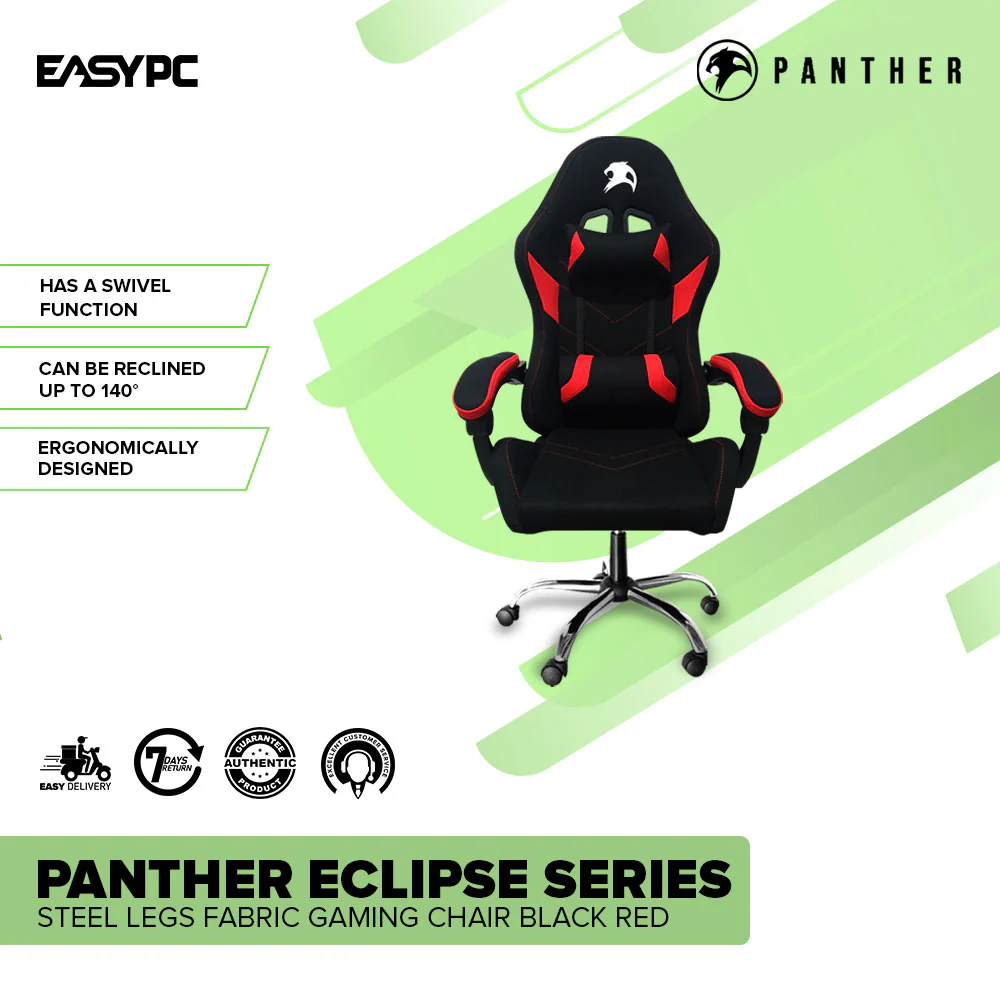 Panther Eclipse Series Steel Legs Gaming Chair Black Red - Image 2