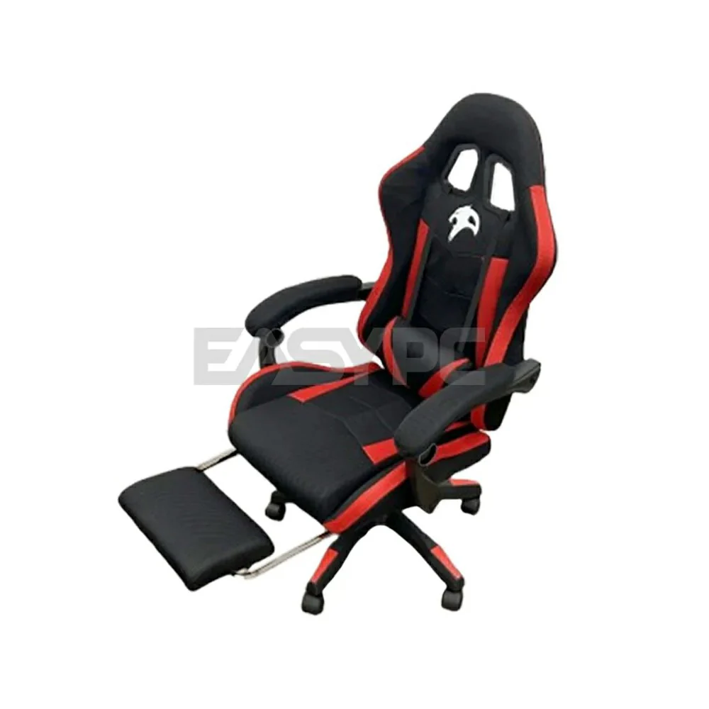 Panther Nightfall Series Nylon Legs with Footrest Leather Gaming Chair Black Red - Image 3