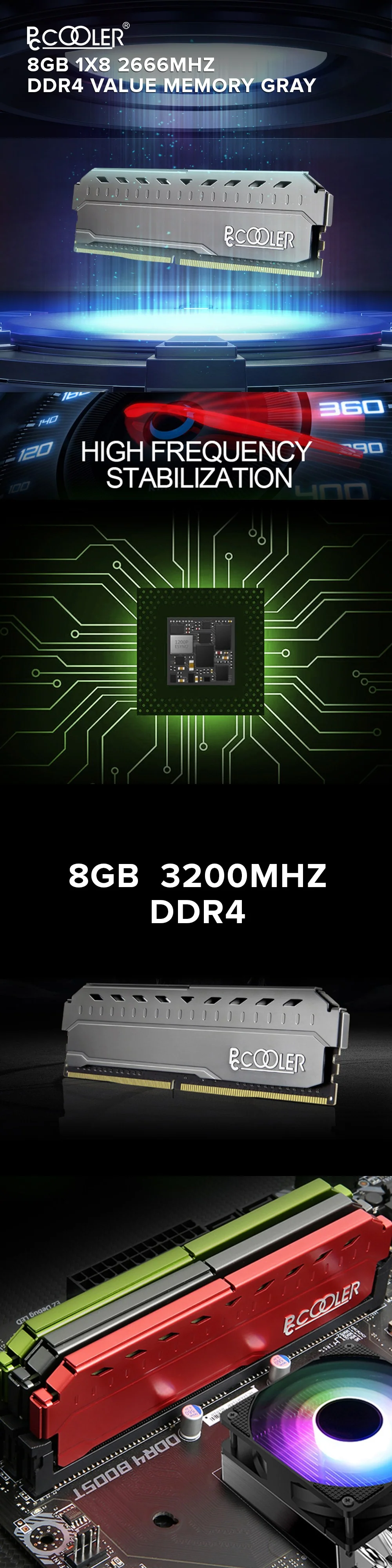 PC Cooler 8gb 1x8 2666Mhz Ddr4 Value Memory Gray - Image 6
