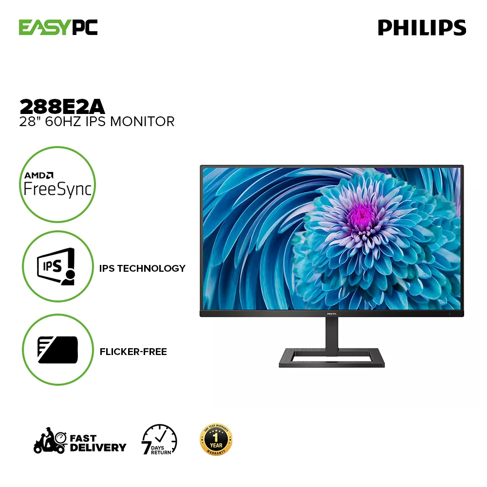 Philips 288E2A 28" 60Hz, W-LED system, AMD FreeSync technology, Flicker-free IPS Monitor - Image 2