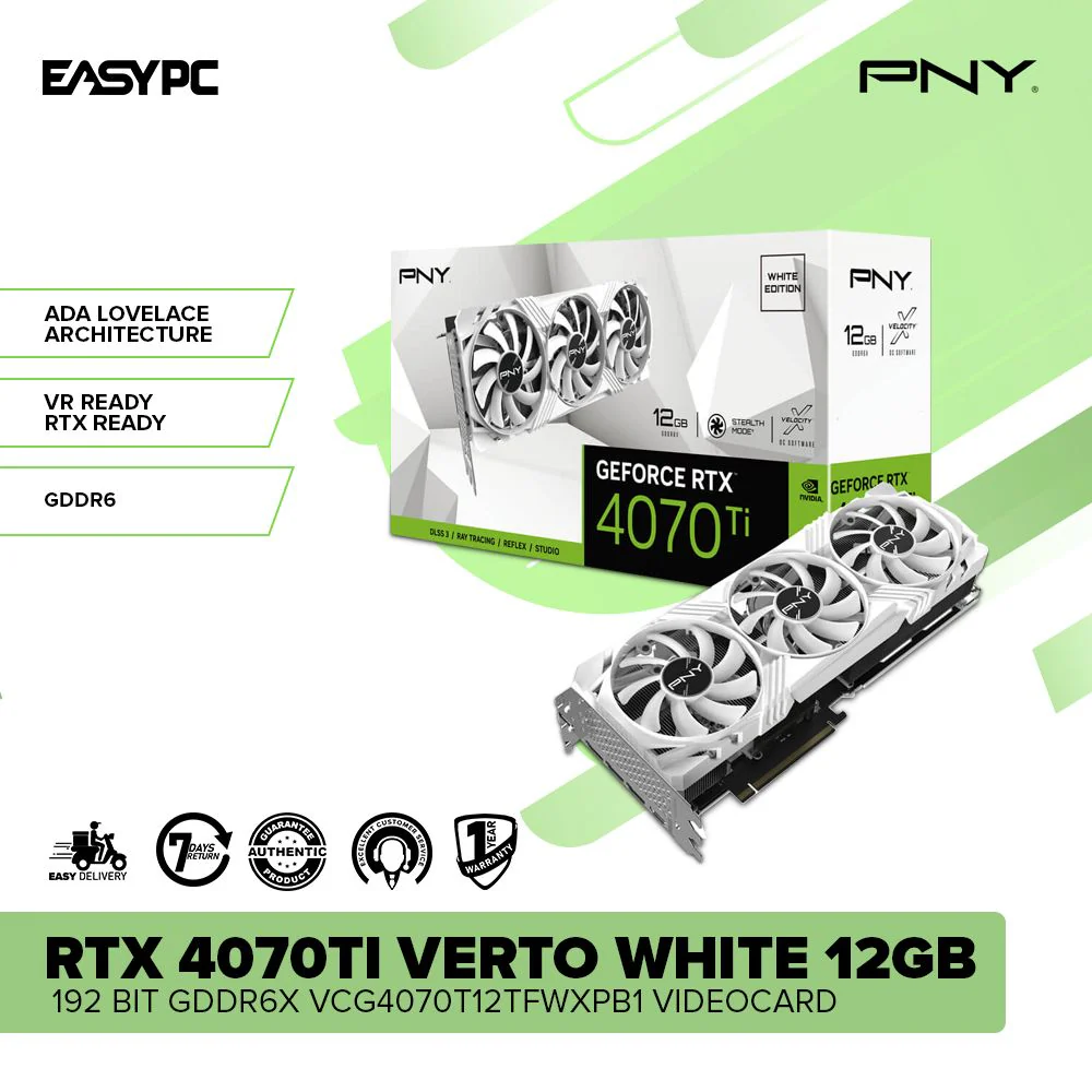 PNY NVIDIAÂ® GeForce RTXÂ™ 4070Ti Verto WHITE 12GB 192 BIT GDDR6X VCG4070T12TFWXPB1 Videocard - Image 2