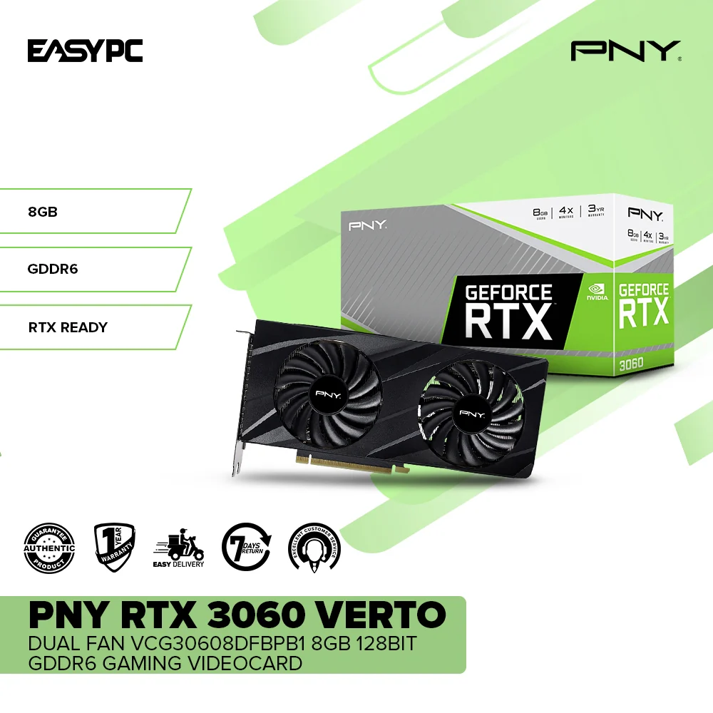 PNY NVIDIA® GeForce RTX™ 3060 VERTO Dual Fan VCG30608DFBPB1 8gb 128bit GDdr6 Gaming Videocard - Image 2