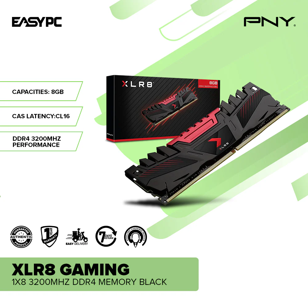 PNY XLR8 Gaming 1x8 3200mhz Ddr4 Memory Black - Image 2