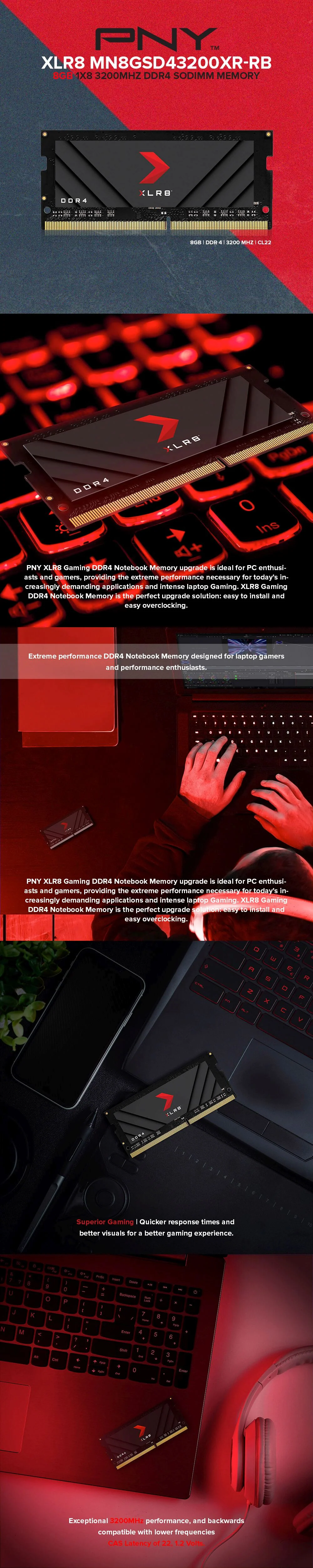PNY XLR8 MN8GSD43200XR-RB 8gb 1x8 3200mhz Ddr4 Sodimm Memory - Image 6