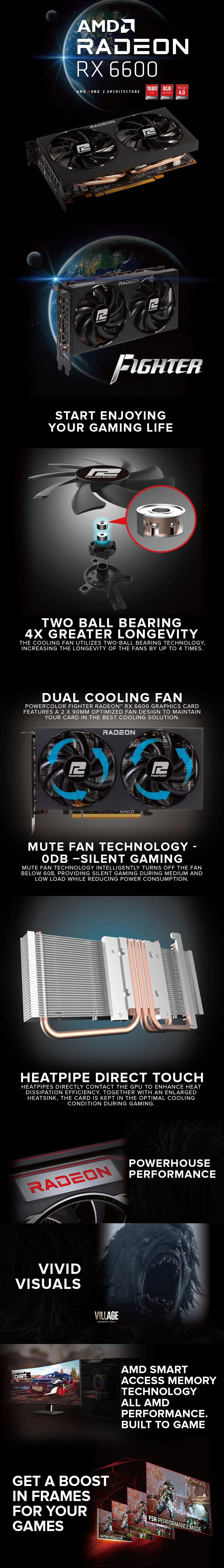 PowerColor Fighter AMD Radeon™ RX 6600 AXRX-6600-8GBD6-3DH 8GB 128bit GDDR6 Gaming Videocard - Image 6