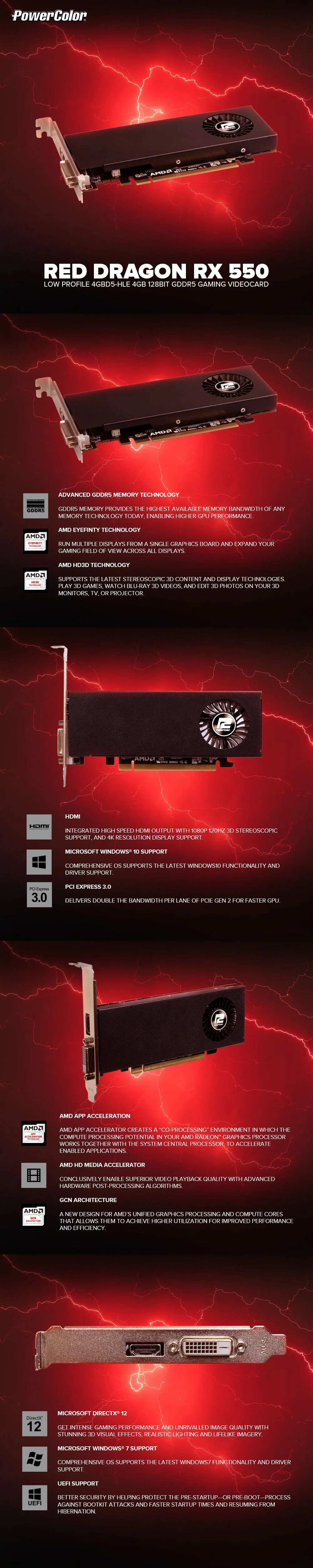 PowerColor Red Dragon Rx 550 Low Profile 4GBD5-HLE 4gb 128bit GDdr5 Gaming Videocard - Image 6